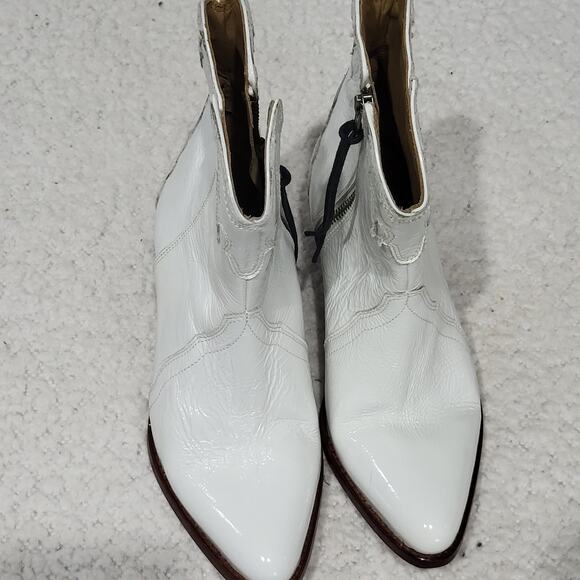 Free People New Frontier White Cowboy Western Boots Women’s Size 37 US 6 -6.5 - Picture 3 of 7